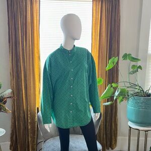 Urban Outfitters Green Patterned Button-Down Shirt